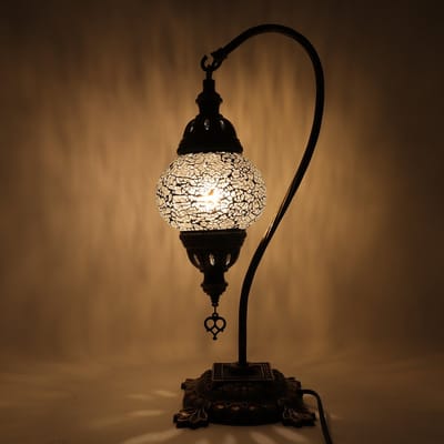 Turkse Lamp - Mozaïek Lamp - Tafellamp - Zwanenhals - Marokkaanse Lamp - Oosterse Lamp - Boog model - Ø 12 cm - Hoogte 43 cm - Authentiek - Handmade - Kleurrijk -