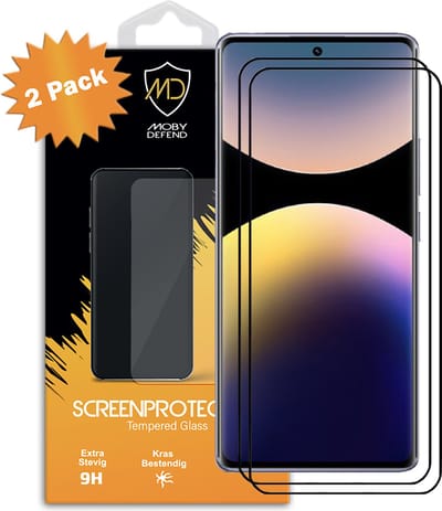 2-Pack MobyDefend Screenprotectors - Geschikt voor Xiaomi Redmi Note 14 Pro 4G - Screensavers Met Zwarte Randen - Gehard Glas