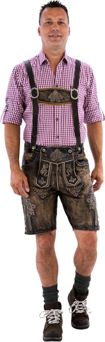 Haus Huberts Oktoberfest Lederhosen Heren - Retro Model Kort - Lederhosen Mannen - 100% Leer - Maat XXL