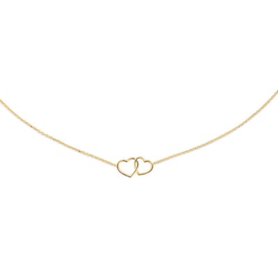 Jackie Double Heart Necklace 585 14 Karaat Goud 45