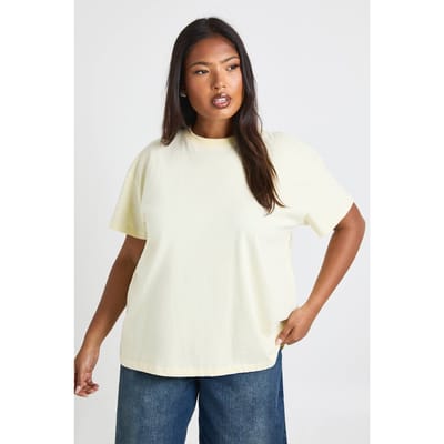 boohoo Dames Plus Basic Oversized T-shirt met korte mouwen | Citroen | Maat: 48