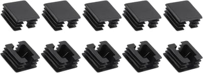 Vierkante buis eindkappen - Plastic pluggen inserts - Meubels beschermen - Meerdere horizontale ribben - 25 x 25 mm - Zwart