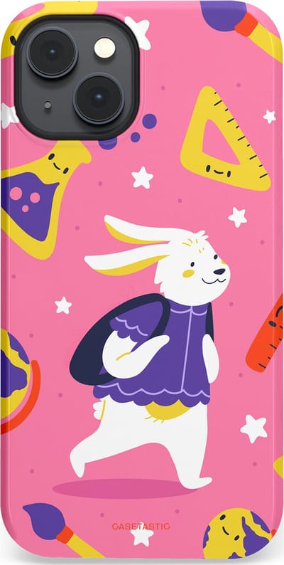 Casetastic hoesje geschikt voor Apple iPhone 14 Plus - MagSafe - Dubbellaagse bescherming - Slimme konijnensprongen - Fashion Case - Koraal Geel Roze