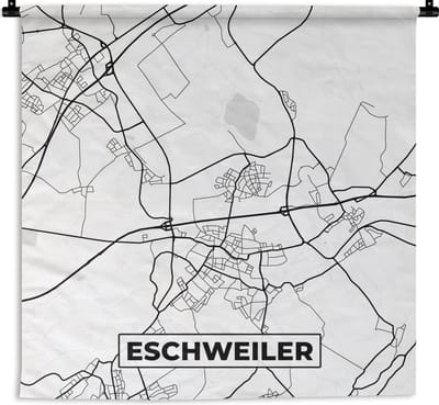 Wandkleed - Wanddoek - Eschweiler - Stadskaart - Plattegrond - Kaart - 180x180 cm - Wandtapijt