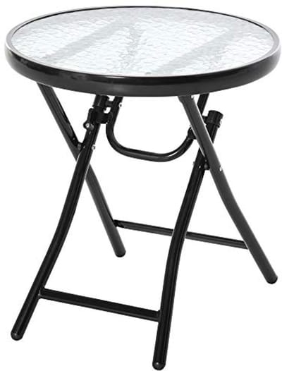 4goodz Bistrotafel Rond met Glasplaat 45 cm - Zwart