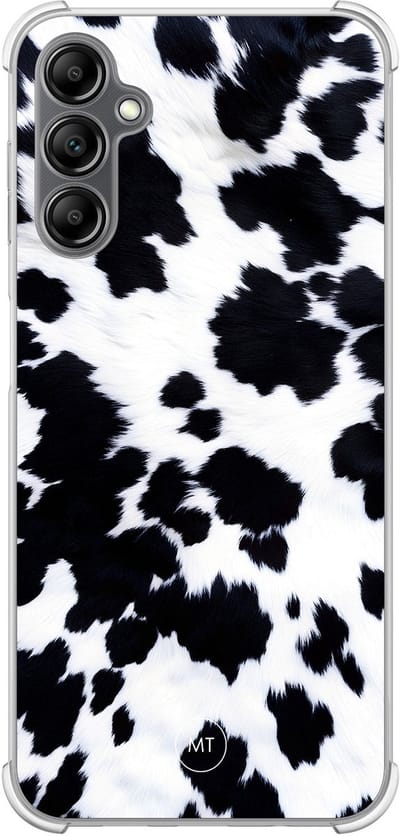 Hoesje (shockproof) geschikt voor Samsung Galaxy A14 5G - Koeienprint - Extra sterke case - TPU/polycarbonaat - Print - Zwart, Wit, Transparant