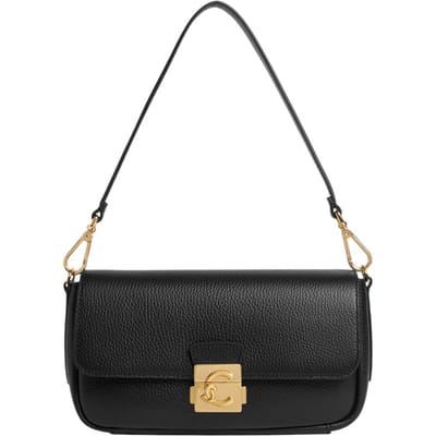 COCCINELLE Leren schoudertas handtas C-Me Handbag Grained Leather Noir zwart