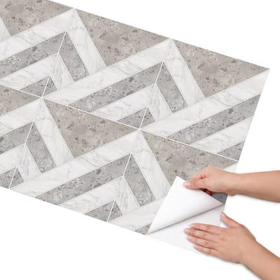 Coloray Meubel Wrap Folie - Grijs Meubelfolie - 65x130 cm - Wrapfolie Keuken Moderne geometrie - Decoratiefolie - Geometrische Meubelfolie - Meubel Wrap Folie - Woonkamer decoratie - Geometrie