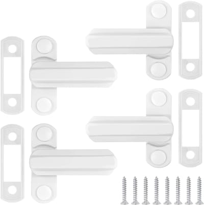 Veiligheidsraamslot Set van 4 - Aluminium Raamslot voor Kindveiligheid en Deursluiting, Sash Jammer en Veiligheidsbuckle