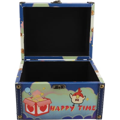 Vintage Opbergdoos met Deksel en Vergrendelingsgesp Cartoon Patroon Leer Houten Organizer Koffer voor black