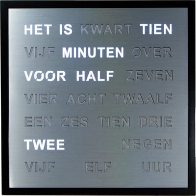 Intertime | Woordklok | Wandklok | 40x40 | Zilver | Nederlands