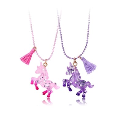 Bixorp Friends Vriendschapsketting voor 2 met Eenhoorns Roze & Paars - met Glitters & Kwast - BFF Cadeau