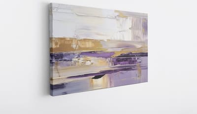 Saammp Canvas Schilderij - Paars Goud - Modern - Abstract - 30x20 - Foto op canvas - Wanddecoratie - Muurdecoratie Woonkamer - Slaapkamer decoratie - Canvas Print