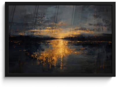 Poster in lijst - Fotolijst 60x40 cm - Posters - Gouden Reflectie op Water - Posterlijst zwart - Decoratie - Wanddecoratie woonkamer - Muurdecoratie slaapkamer