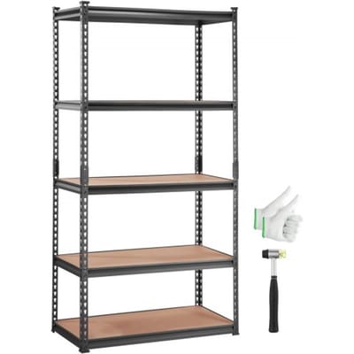 VEVOR zwaar uitgevoerde opbergkast 923x459x1813mm, draagvermogen 907,2kg, stalen frame, 5 verstelbare MDF-planken, modulaire opbergkast te gebruiken als werkbank, flexibele metalen opbergkast voor kelder, garage, werkplaats
