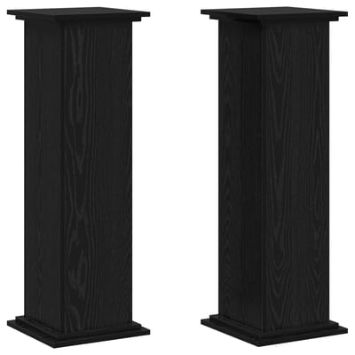 vidaXL - Plantenstand - Zwart - eiken - 33 - x - 33 - x - 100 - cm - Bewerkt - hout