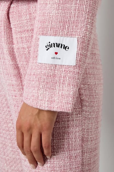 Comfortabele Geweven Polyester Damesjas met Geruit Patroon - Roze - Maat S