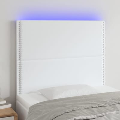 vidaXL - Hoofdbord - LED - 100x5x118/128 - cm - kunstleer - wit