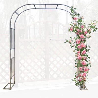 Tuinprieel Boog - Bruiloftsboog Metaal - Planten Ondersteunen - Roestvrij Staal - 240cm Hoog - Zwart