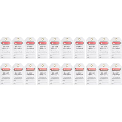 20 Pièces Étiquette de Consignation PVC Plastique Résistance à l'Eau Effet d'Avertissement Sécurité Loto Panneau pour Équipement white