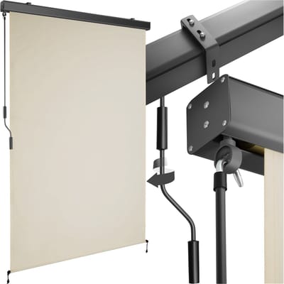 tectake® Verticale Luifel Eloise - 120 x 250 cm - Zonwering - Rolgordijn Buiten - Schaduwdoek met 2 Wandhouders - Met Handslinger - Winddicht Zonnescherm - Voor Balkon, Terras, Tuin en Bevestiging aan Muren - Beige