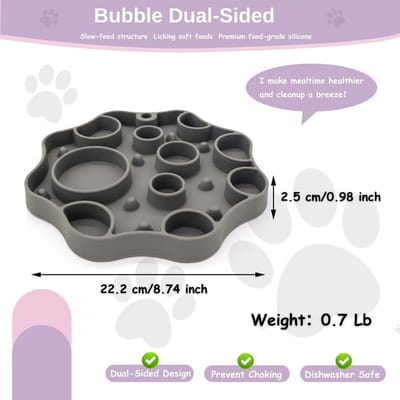 Antislip Slow Feeder Voerbak - Anti-verstikkingsbak met zuignappen voor honden en katten, bevordert een gezonde spijsvertering (lichtgrijs)