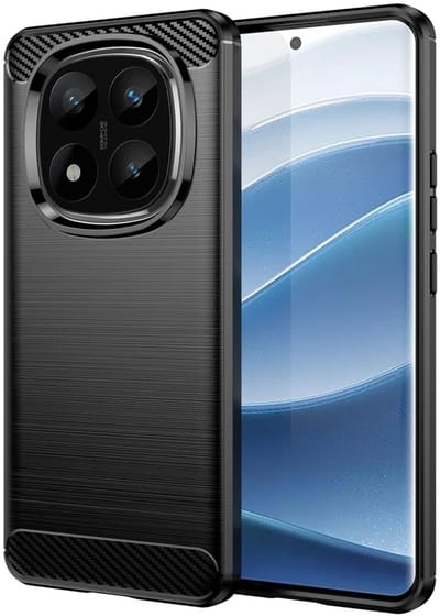 Geborsteld TPU Hoesje Geschikt voor Xiaomi Redmi Note 14 Pro+ | Beschermhoes | Back Cover | Flexibel TPU | Stijlvol Carbon | Dun | Zwart