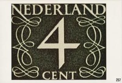 Briefkaart met afbeelding Cijfer 4 postzegel