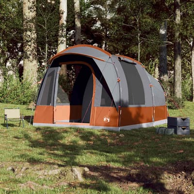 vidaXL - Tunneltent - 3-persoons - waterdicht - grijs - en - oranje