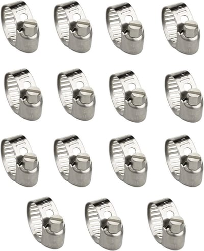Verstelbare RVS Slangklemmen voor Buizen - Wormdrive Slangklemmen, 15-pack (10-16mm) voor Veiligheid en Duurzaamheid