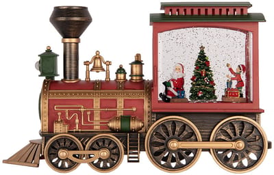 Clayre & Eef Kerstdecoratie met LED-verlichting en muziek Trein 31x10x19 cm / 3xAA Rood Kunststof
