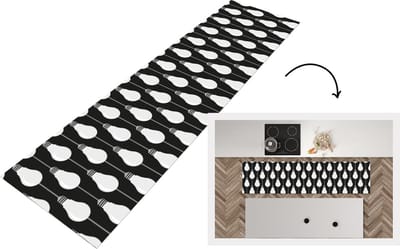 Keukenloper - Loper keuken - Gloeilampen - Licht - Patronen - 200x50 cm - Keukenloper vinyl
