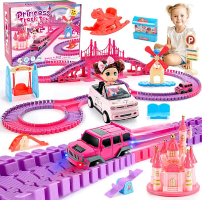 Speelgoed Racebaan - Meisjes Speelgoed - Creatief Spelen - 238 Delige Set - 345 cm - Roze