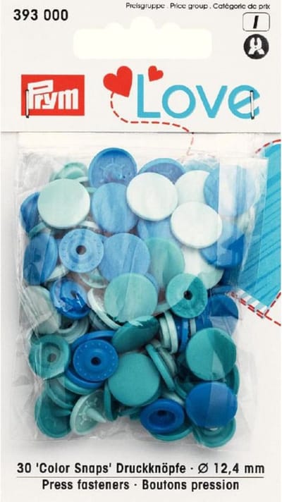 Prym Love Color drukknoppen kunststof 12,4mm blauw 30 st. - Prym