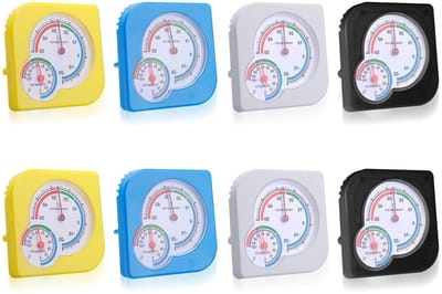 Analoge Thermo-hygrometer - Temperatuur Vochtigheid - Klimaat Bewaken - 2-in-1 Functie - 8 Stuks 7.5 cm - Multi-color