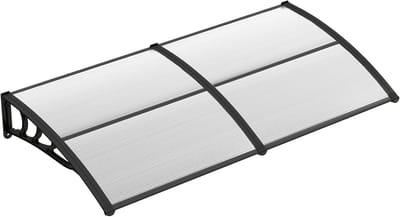 COSTWAY Luifel voor voordeur, overkapping van aluminium en polycarbonaat, transparante boogluifel, deurluifel, afdak voor huisdeur, deurluifel voor entree, 199 x 99 cm