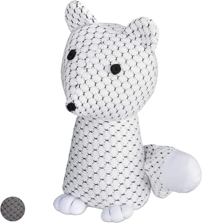Fabric Door Stopper - White Decorative Door Buffer Floor Standing - Already Filled