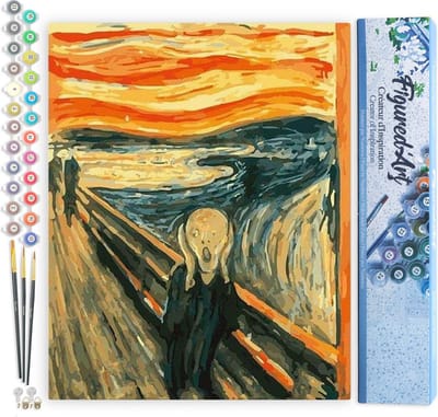 Figured'Art Schilderen op Nummer Volwassenen canvas Schreeuw - Handwerk acrylverf Kit DIY Compleet - 40x50cm zonder frame