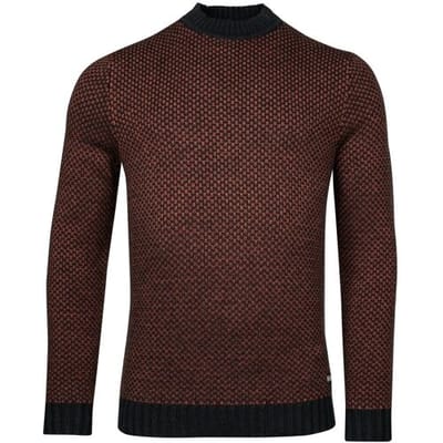 Baileys Trui Turtle Neck Allover Two Color Pattern Deep Red / male