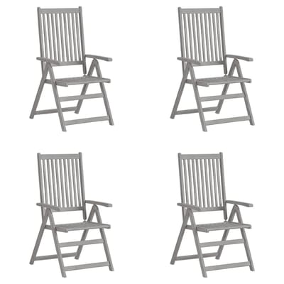 vidaXL - Tuinstoelen - 4 - st - verstelbaar - massief - acaciahout - grijs