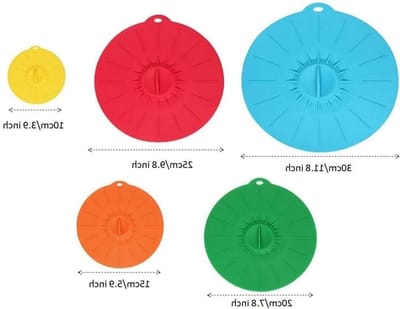 5 stuks - Siliconen deksels - Siliconen deksels voor voedselopslag in verschillende maten - Geschikt voor kommen, potten, borden, bekers, oven, koelkast - Willekeurige kleuren