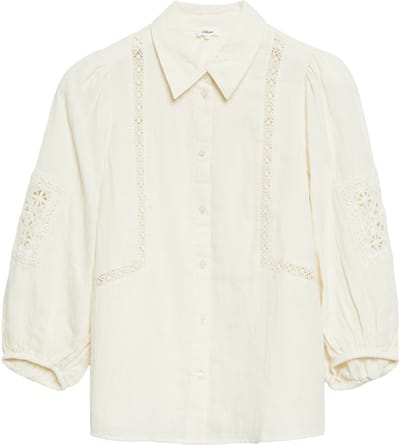 Blouse van katoenmix casual pasvorm 3/4 mouwen en plooien dames s.Oliver