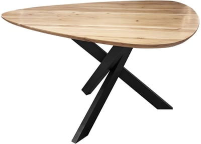 Moderne Eettafel Driehoek- Salontafel Industrieel (135x135x76cm) - Salontafel Ovaal - Salon Tafel - Koffie Tafel - Woonkamer Tafel - Bijzettafel Hout voor Woonkamer