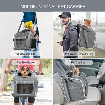 Honden Fietsmand - Hondenmand Fiets - Veilig Vervoeren - Verstelbare Ruimte - 35 cm Hoog - Grijs