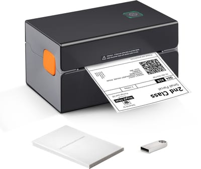 Thermische labelprinter van , 300 DPI, Bluetooth, automatische labelherkenning, 4 x 6 verzendverpakkingen, compatibel met Windows/MacOS/Linux/Chromebook/Android/IOS, werkt met Amazon, eBay, Etsy - Zwart