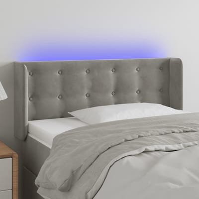vidaXL - Hoofdbord - LED - 93x16x78/88 - cm - fluweel - lichtgrijs