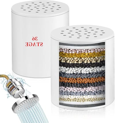 36-Stage Douchefilter Vervangcartridge - Universele Hard Water Purifier, Verwijdert Chloor, Zware Metalen en Onzuiverheden, 2 Stuks