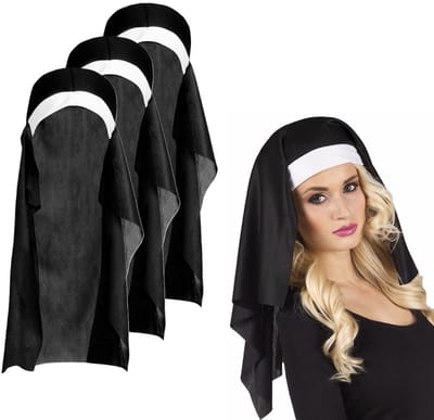 Boland Hoofdkapje Non - 4x - zwart/wit - one size - volwassenen - klooster thema - nonnen - carnaval