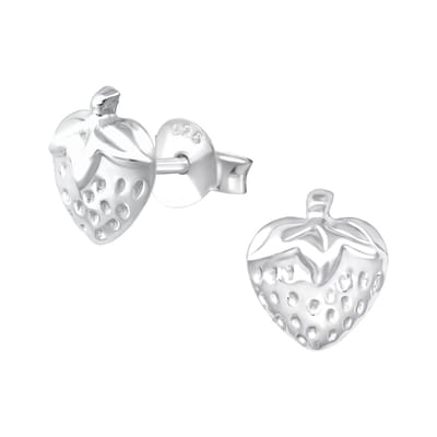 Princess Oorbellen Strawberry - 925 Zilver E-Coating - Aardbei - 8x7mm