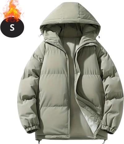 Livano Winterjas - Parka - Heren - Winter - Jas - Volwassen - Stijlvol - Met Capuchon - Gewatteerde Jas - Grijs Groen - S
